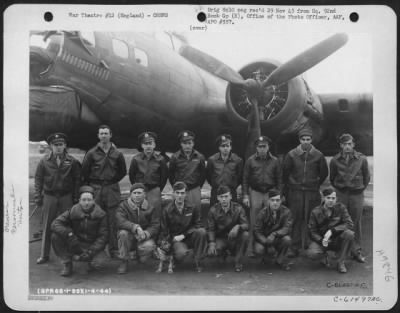 Consolidated > Lt. Pickins And Crew Of The 92Nd Bomb Group Beside A Boeing B-17 "Flying Fortress" "Lil Brat".  England, 1 April 1944.