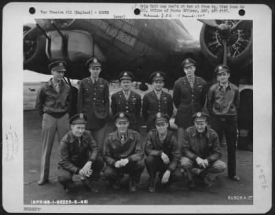 Thumbnail for Consolidated > Capt. Dexter And Crew Of The 92Nd Bomb Group Beside A Boeing B-17 "Flying Fortress" 'Flak Dodger'.  England, 25 June 1944.