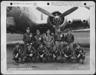 Thumbnail for Consolidated > Capt. Hardin And Crew Of The 92Nd Bomb Group Beside A Boeing B-17 Flying Fortress.  England, 22 May 1944.  Back Row Left - Lt Col Ernest C. Hardin.