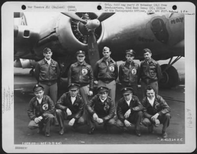 Thumbnail for Consolidated > Lt. Machme And Crew Of The 92Nd Bomb Group Beside A Boeing B-17 "Flying Fortress" 'Devil May Care'.  England, 13 May 1944.