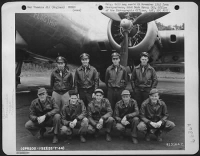 Thumbnail for Consolidated > Lt. Boye And Crew Of The 92Nd Bomb Group Beside A Boeing B-17 "Flying Fortress" 'Flagship'.  England, 26 July 1944.