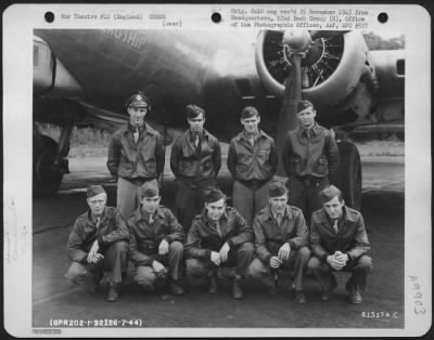 Consolidated > Lt. Coomb And Crew Of The 92Nd Bomb Group Beside A Boeing B-17 "Flying Fortress" 'Flagship'.  England, 26 July 1944.