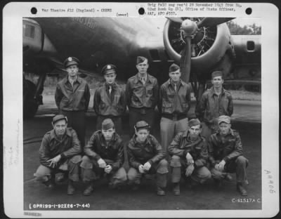 Thumbnail for Consolidated > Lt. Clark And Crew Of The 92Nd Bomb Group Beside A Boeing B-17 "Flying Fortress" "Flagship".  England, 26 July 1944.