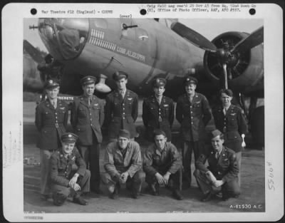 Consolidated > Lt. Basler And Crew Of The 92Nd Bomb Group Beside A Boeing B-17 "Flying Fortress" 'Uss Aliquippa'.  England, 12 October 1943.