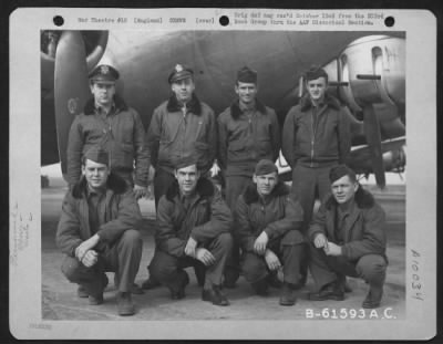 Consolidated > Lt. Breslin And Crew Of The 360Th Bomb Squadron, 303Rd Bomb Group, Based In England, Pose In Front Of A Boeing B-17 Flying Fortress.  30 March 1945.