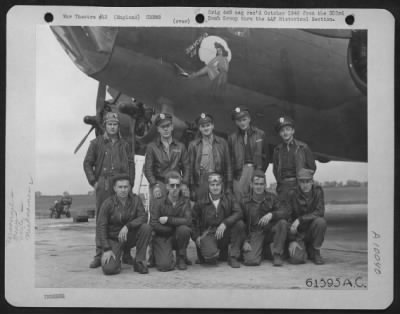 Thumbnail for Consolidated > Lt. Cogwell And Crew Of The 360Th Bomb Squadron, 303Rd Bomb Group Based In England, Pose In Front Of A Boeing B-17 "Flying Fortress" 'Shangrila Lil'.  16 July 1943.