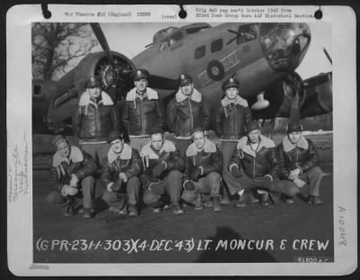 Thumbnail for Consolidated > Lt. Moncur And Crew Of The 359Th Bomb Squadron, 303Rd Bomb Group Based In England, Pose In Front Of A Boeing B-17 "Flying Fortress" 'The 8 Ball'.  4 December 1943.