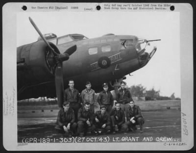 Thumbnail for Consolidated > Lt. H.G. Grant And Crew Of The 359Th Bomb Squadron, 303Rd Bomb Group Based In England, Pose In Front Of A Boeing B-17 "Flying Fortress" "The 8 Ball".  27 October 1943.