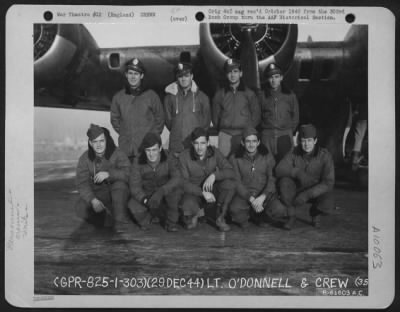 Thumbnail for Consolidated > Lt. O'Donnell And Crew Of The 359Th Bomb Squadron, 303Rd Bomb Group Based In England, Pose In Front Of A Boeing B-17 Flying Fortress.  29 December 1944.