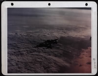 Thumbnail for Boeing > B-17 Flying Fortresses Over France, Flying High Above Clouds, Nearing Dornier Assembly Plant At Meulan, France.