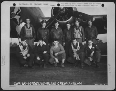 Thumbnail for Consolidated > Lead Crew Of Bombing Mission To Anklam, Germany Pose Beside A Boeing B-17 Flying Fortress.  359Th Bomb Squadron, 303Rd Bomb Group, England.  25 August 1944.