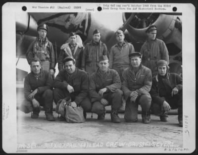 Consolidated > Lead Crew Of Bombing Mission To Brussels-Evere, Belgium, In Front Of A Boeing B-17 Flying Fortress.  359Th Bomb Squadron, 303Rd Bomb Group, England.  10 April 1944.