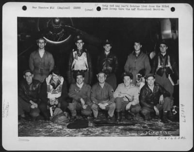 Consolidated > Lead Crew Of Bombing Mission To Croix De Metz, Airfield Near Toul, France, Pose In Front Of A Boeing B-17 "Flying Fortress".  359Th Bomb Squadron, 303Rd Bomb Group, England.  27 April 1944.