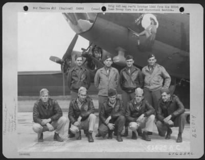 Thumbnail for Consolidated > Lt. Jockerst And Crew Of The 360Th Bomb Squadron, 303Rd Bomb Group Based In England, Pose In Front Of The Boeing B-17 "Flying Fortress" 'Shangrila Lil'.  12 August 1943.