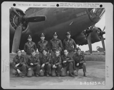 Thumbnail for Consolidated > Lt. Heller And Crew Of The 360Th Bomb Squadron, 303Rd Bomb Group Based In England, Pose In Front Of The Boeing B-17 Flying Fortress.  20 September 1943.