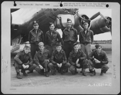 Thumbnail for Consolidated > Lt. Butler And Crew Of The 360Th Bomb Squadron, 303Rd Bomb Group Based In England, Pose In Front Of The Boeing B-17 Flying Fortress.  29 August 1944.