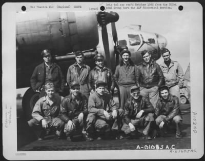 Thumbnail for Consolidated > Lead Crew On Bombing Mission Pose To Stuttgart, Germany, Pose Beside A Boeing B-17 Flying Fortress.  360Th Bomb Squadron, 303Rd Bomb Group, England.  10 Sept. 1944.