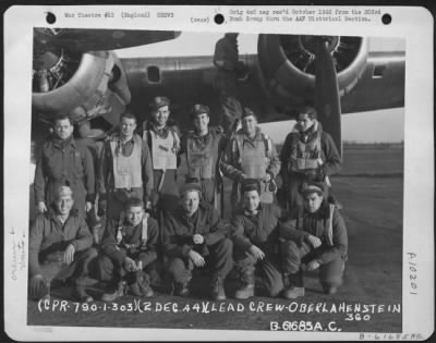 Thumbnail for Consolidated > Lead Crew On Bombing Mission Pose To Oberlahnstein, Germany, Pose Beside A Boeing B-17 Flying Fortress.  360Th Bomb Squadron, 303Rd Bomb Group, England.  2 December 1944.