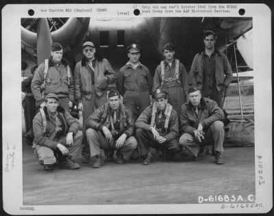 Thumbnail for Consolidated > Lead Crew On Bombing Mission Pose To Treuenbrietzen, Germany, Pose Beside A Boeing B-17 "Flying Fortress".  360Th Bomb Squadron, 303Rd Bomb Group, England.  20 April 1945.