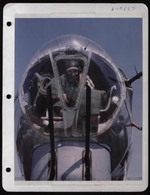 Bomber > Capt. Charles S. Hudson, Bombardier, In Nose Of A Plane At A Base In England.