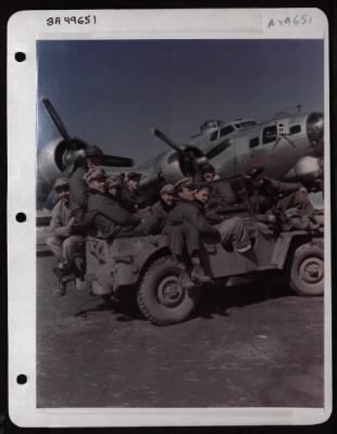 Thumbnail for Bomber > Crew Members Of A B-17 In A Jeep.