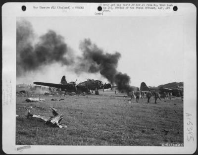 Consolidated > These Boeing B-17 "Flying Fortresses"Were Considerably  Damaged When 500 Pound General Purpose Bombs Exploded While Being Loaded Into A Plane.  28 May 1943, England.