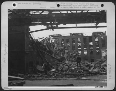 Consolidated > Photo Shows The Devastated Remains Of The Buer-Scholven Oil.  A Mass Of Pipes Hanges Over The Wreckage.