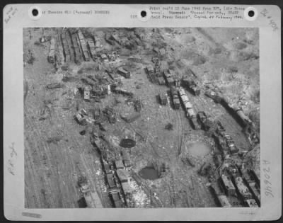 Thumbnail for Consolidated > Gouged And Pocked By Bombs From Medium And Light Bombers Of Major General Samuel E. Anderson'S 9Th Bombardment Division, This Rail Yard Near Limburg, Germany, Was Rendered Unserviceable As Part Of A Tactical Air Plan To Isolate Enemy Troops From Their Sou