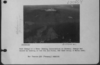 Consolidated > Bomb Damage At Radar Jamming Installation In Germany.  Damage Was Caused By Bombing Of 9Th Af, 362Nd Bomb Group, 2 March 1945.