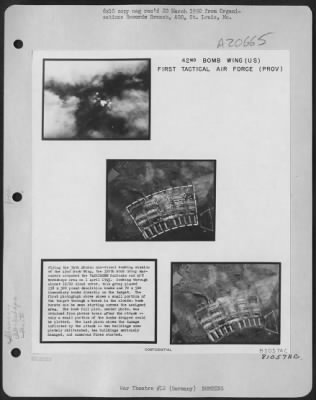 Thumbnail for Consolidated > Flying The 34Th Shoran Non-Visual Bombing Mission Of The 42Nd Bomb Wing, The 320Th Bomb Group Marauders Attacked The Vaihingen Barracks And M/T Workshops Area On 1 April 1945.  Bombing Thru Almost 10/10 Cloud Cover, This Group Placed 138 X 500 Pound Demol