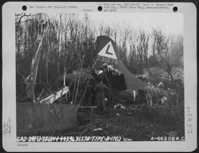 Thumbnail for Consolidated > The Wreckage Of A Boeing B-17 "Flying Fortress" (A/C No. 231278) Of The 381St Bomb Group Is Scattered Among The Trees.  8Th Air Force Station 167, England.  4 January 1944.