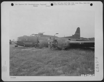 Thumbnail for Consolidated > The Boeing B-17 "Flying Fortress" "Helno Gal" (A/C No. 085) Of The 322Nd Bomb Squadron, 91St Bomb Group, Made A Crash Landing At Its Base In Bassingbourne, England, As A Result Of Damage Inflicted During A Mission Over Berlin On 27 May 1943.