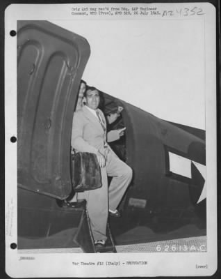 Thumbnail for Consolidated > Arrival Of Primo Carnera At Capodichino Airport, Italy, To Take Part In Exhibition Bouts For Members Of The Aaf Engineer Command.