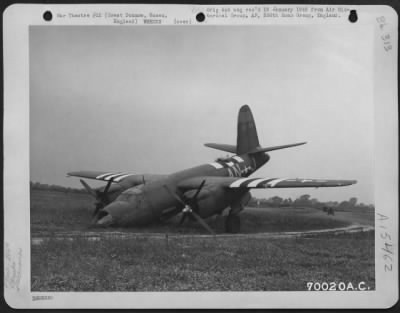 Thumbnail for Consolidated > The Martin B-26 'Blazing Heat' Of The 386Th Bomb Group Balances On Its Nose After Making A Crash Landing At Its Base In Great Dunmow, Essex, England On 23 June 1944.