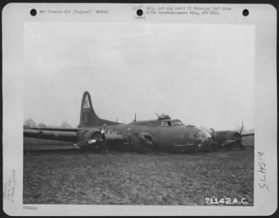 Consolidated > The Boeing B-17 "Flying Fortress" (A/C No. 891) Of The 379Th Bomb Group Made A Belly Landing At Its 8Th Air Force Base In England When It Returned From A Mission On 22 December 1943.