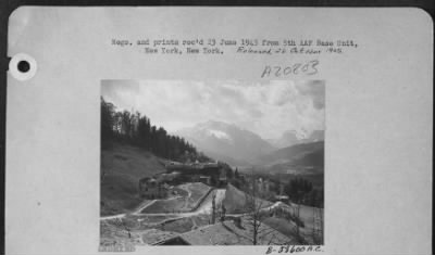 Thumbnail for Consolidated > Bomb Damage To Hitler'S House And Surrounding Territory By The 15Th Af Bombers.  His Secretaries House Is In The Foreground, In Berghof, Germany.