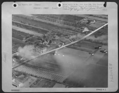 Thumbnail for Consolidated > These Eight Rockets Whizzing From Fighters Of The Mediterranean Allied Tactical Af Have Clearly Sopotted Their Target,A  Group Of Buildings, Housing German Troops Along The British 8Th Army Front In Italy.  Mataf Fighters, Fighter-Bombers And Medium And L