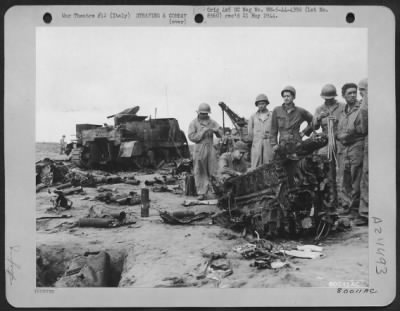 Thumbnail for Consolidated > Wreckage Of A German Plane That Was Shot Down By American Anti-Aircraft Gunners.  Anzio Area, Italy, 29 April 1944.