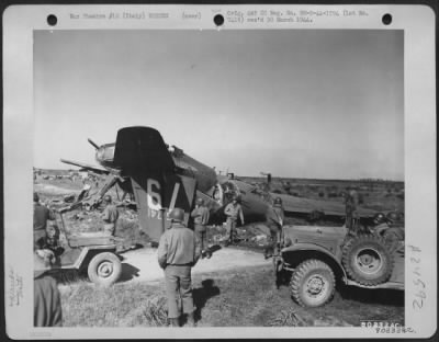 Thumbnail for Consolidated > A Wrecked Martin B-26 Marauder After Crash Landing At The Nettuno Airfield, Nettuno, Italy.  The Bomber Was Part Of The 444Th Squadron, 320Th Bomb Group, And Although The Plane Was Completely Wrecked, No One Was Killed.  17 Feb. 1944.