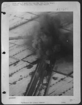 Thumbnail for Consolidated > This Railroad Ten Miles Southwest Of Padua, Italy, Was Cut By Seven Republic P-47 Thunderbolts Of The 21Th [12Th??] Af 12 February 1945.