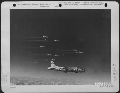 Thumbnail for Consolidated > Boeing B-17 Flying Fortresses Of The 381St Bomb Group En Route To Bomb Enemy Installations Somewhere In Europe.