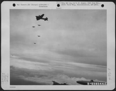 Thumbnail for Consolidated > Lockheed P-38 Lightnings Darting In And Out Of The Formation Was A Familiar And Welcome Sight To The Crews Of The 381St Bomb Group Boeing B-17 Flying Fortresses En Route To Bomb Enemy Installations In Europe.