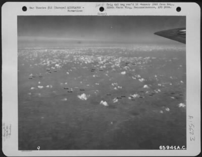 Thumbnail for Consolidated > Boeing B-17 Flying Fortresses Of The 381St Bomb Group, En Route To Bomb Enemy Installations At Frankfurt, Germany.