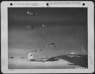 Thumbnail for Consolidated > Boeing B-17 "Flying Fortress" Of The 381St Bomb Group, En Route To Bomb Enemy Installations In Europe.