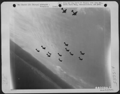 Thumbnail for Consolidated > Boeing B-17 Flying Fortresses, Of The 381St Bomb Group, En Route To Bomb Enemy Installations Somewhere In Europe.