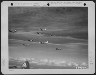 Thumbnail for Consolidated > Boeing B-17 Flying Fortresses, Of The 381St Bomb Group, En Route To Bomb Enemy Installations Somewhere In Europe.