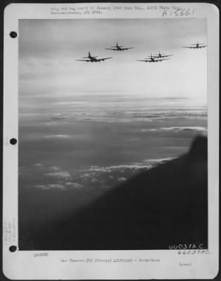 Thumbnail for Consolidated > Boeing B-17 Flying Fortresses, Of The 381St Bomb Group, Wing Their Way Toward Enemy Targets Somewhere In Europe.