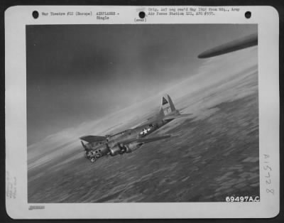 Thumbnail for Consolidated > Boeing B-17 "Flying Fortress" (A/C No. 337887) Of The 91St Bomb Group Drones Over The Countryside Enroute To Bomb Enemy Installations In Europe.