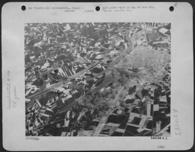 Thumbnail for Consolidated > Big Consolidated B-24 Liberators Of The 15Th Aaf Hit The Rail Yards At Allesandria, Just South Of Milan On April 30 1944.  Medium Bomber Attacks On Yards In Middle Italy Piled Up The Freight In Northern Yards, Made Ripe Targets For The Heavy Bombers.  Tha