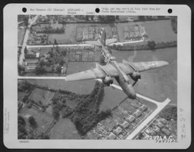 Thumbnail for Consolidated > Douglas A-20S Of The 410Th Bomb Group, Flies Over A Small Town Enroute To Release Its Bombs On An Enemy Installation Somewhere In Europe.